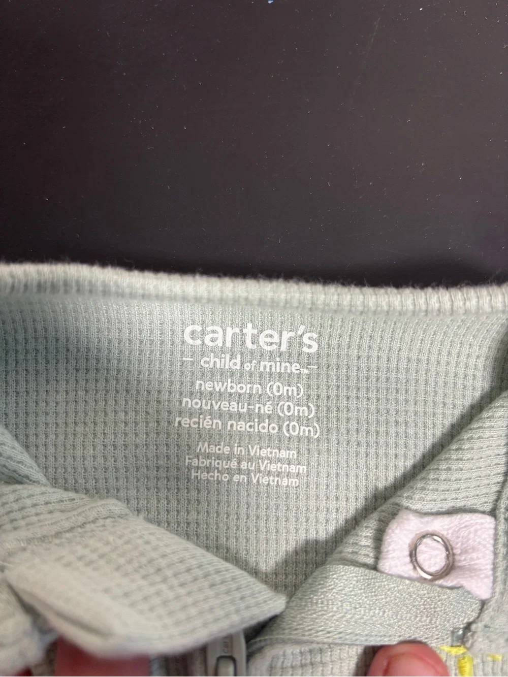 Carter's Sage Green Waffle Knit Footed One-Piece with Yellow Sun